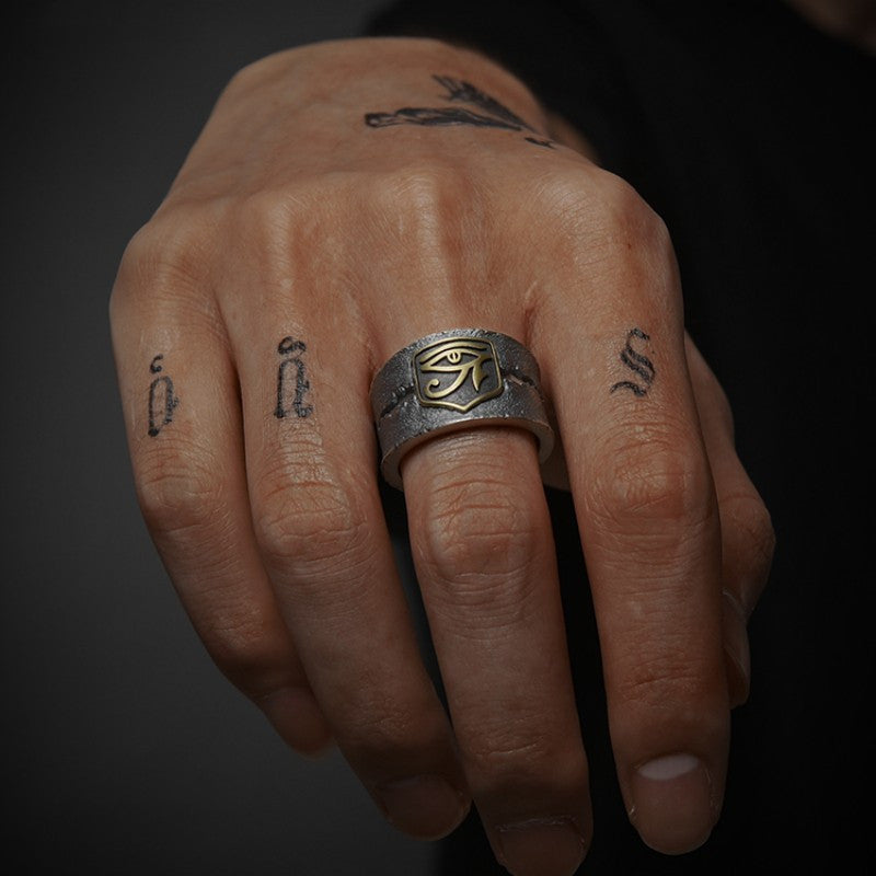 Men's Hip Hop Horus Eye Ring - Protection & Energy Vintage Style