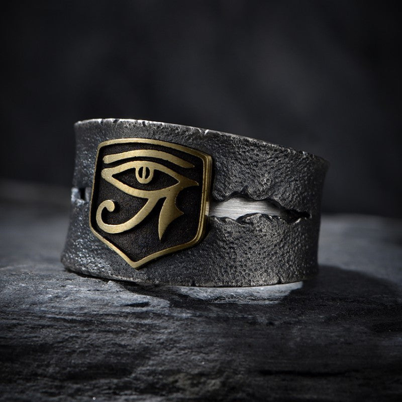 Men's Hip Hop Horus Eye Ring - Protection & Energy Vintage Style