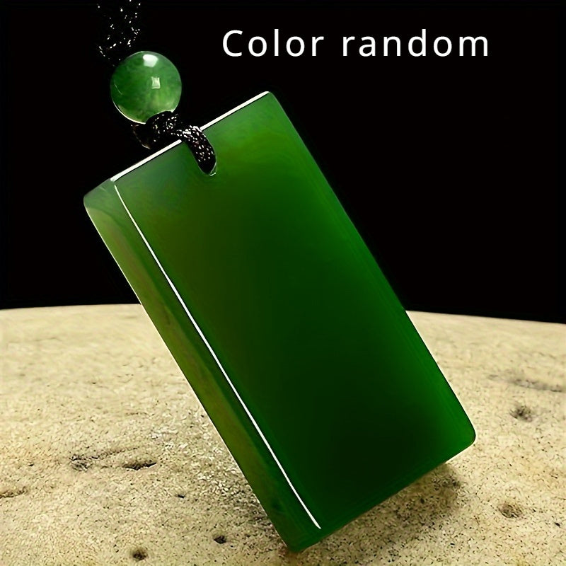 Green Natural Stone Pendant Necklace: Bohemian Retro Unisex Jewelry for Energy Balance & Protection