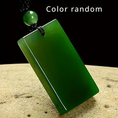 Green Natural Stone Pendant Necklace: Bohemian Retro Unisex Jewelry for Energy Balance & Protection