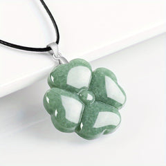 Natural Green Aventurine Four-Leaf Clover Pendant Necklace - Luck, Harmony & Spiritual Balance Amulet