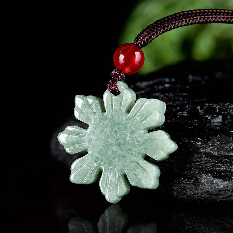 Elegant Sunflower Pendant Necklace – Natural Stone with Braided Rope for Harmony & Protection