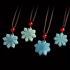 Elegant Sunflower Pendant Necklace – Natural Stone with Braided Rope for Harmony & Protection