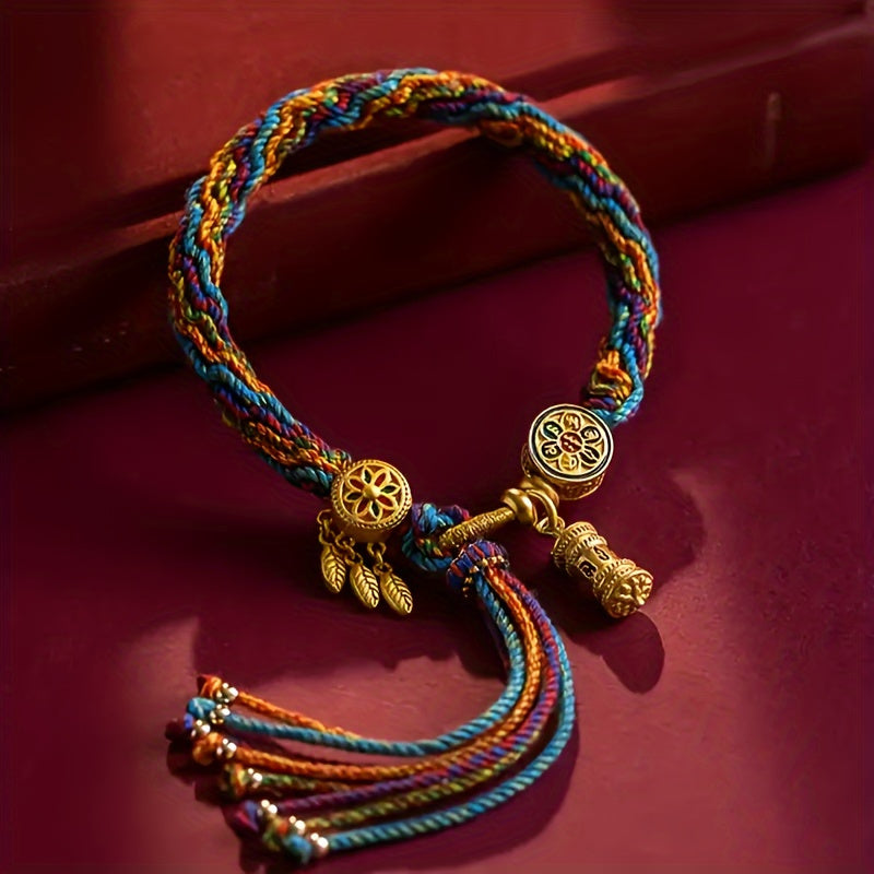 Bohemian Colorful Braided Charm Bracelet — Spiritual Harmony & Positive Energy Talisman