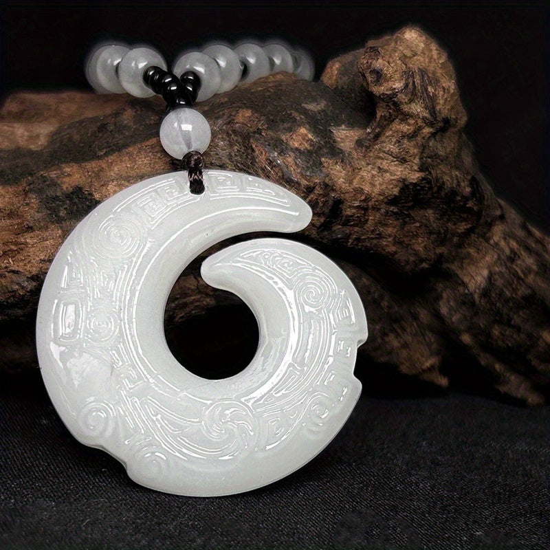 Black Carved Pendant Necklace - Elegant Long Sweater Chain for Good Luck and Christmas Gift