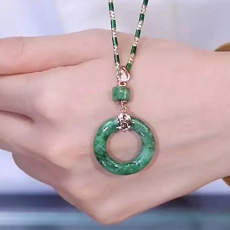 Vintage Jade Pendant Necklace with Moissanite Accents - Harmony & Prosperity Energy