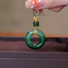 Vintage Jade Pendant Necklace with Moissanite Accents - Harmony & Prosperity Energy