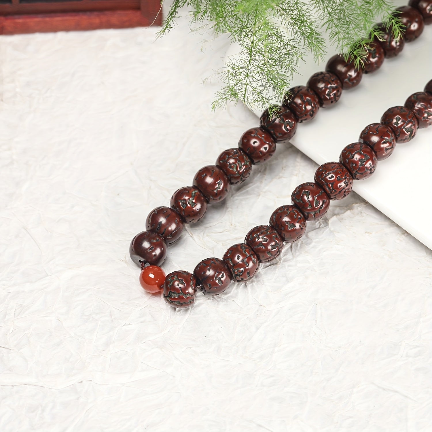 Nepalese Phoenix Eye Bead Necklace - 108 Mala for Spiritual Protection & Renewal