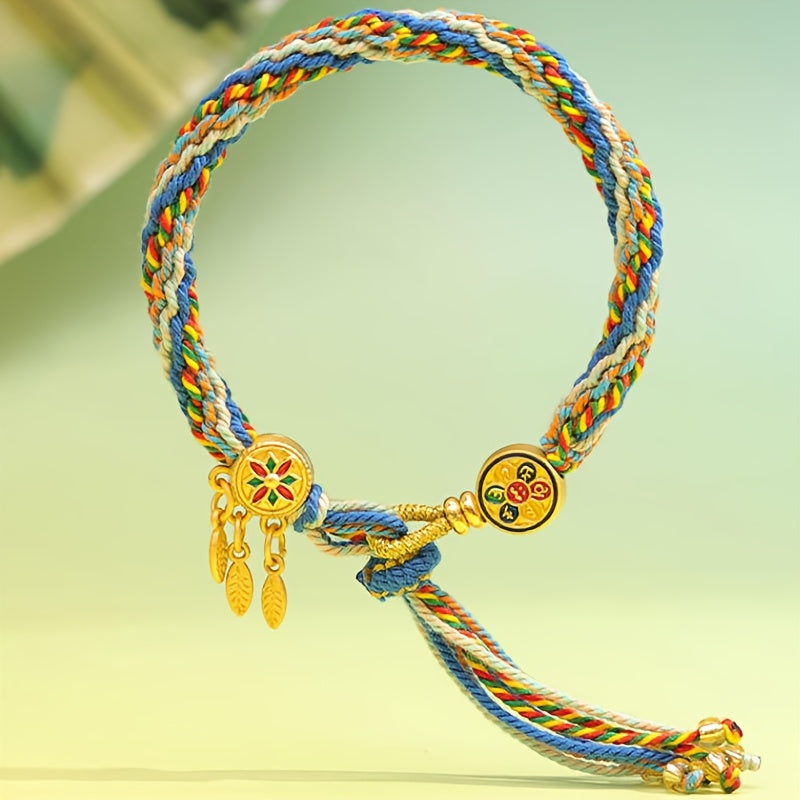 Bohemian Leaf Tassel Bracelet — Rainbow Harmony, Protection & Joy Energy Bracelet