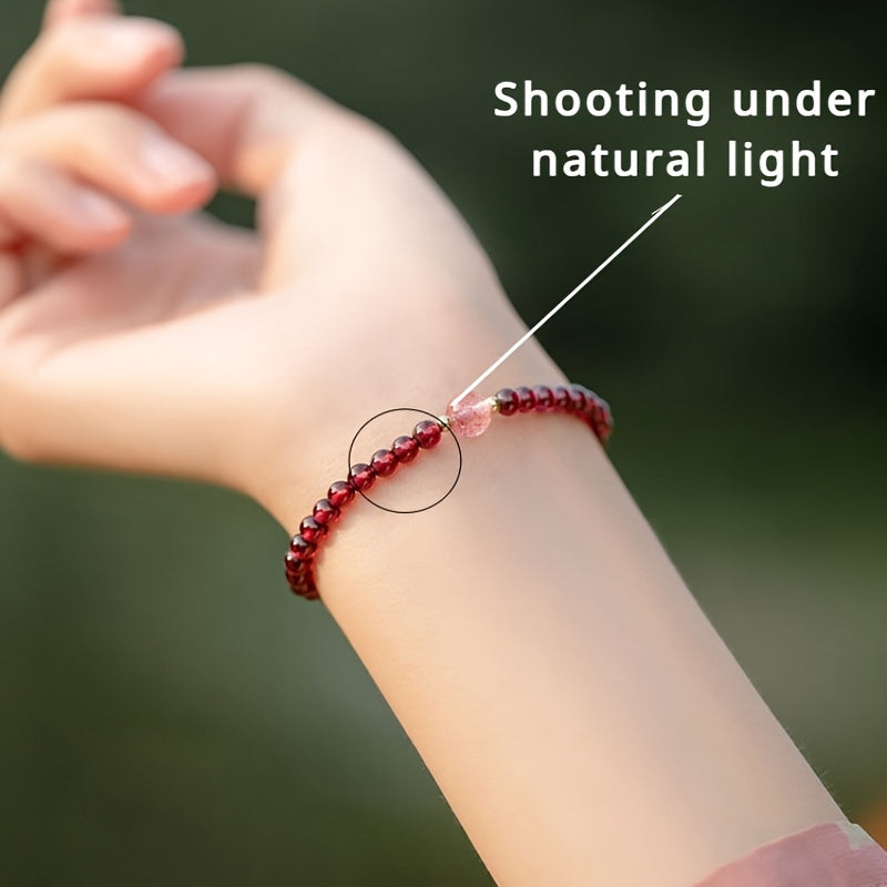 Pomegranate Garnet Beaded Bracelet Set - Harmony & Prosperity for Daily Wear