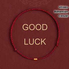 Handmade Bohemian Braided Bracelet - Black & Gold Lucky Charm for Harmony & Protection