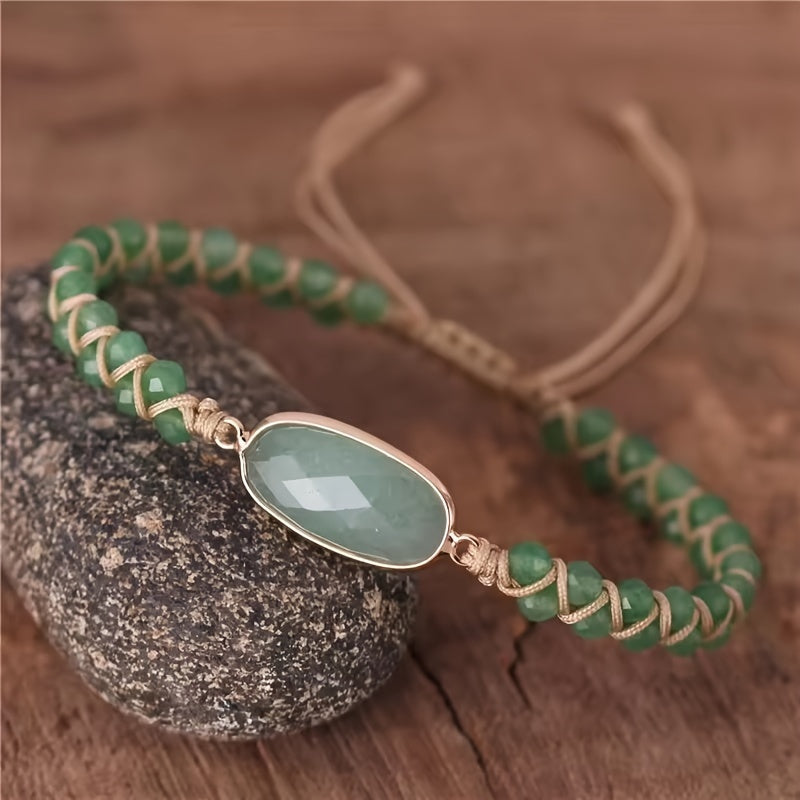 Boho-Chic Green Aventurine Beaded Bracelet - Harmony Energy & Natural Stone Charm