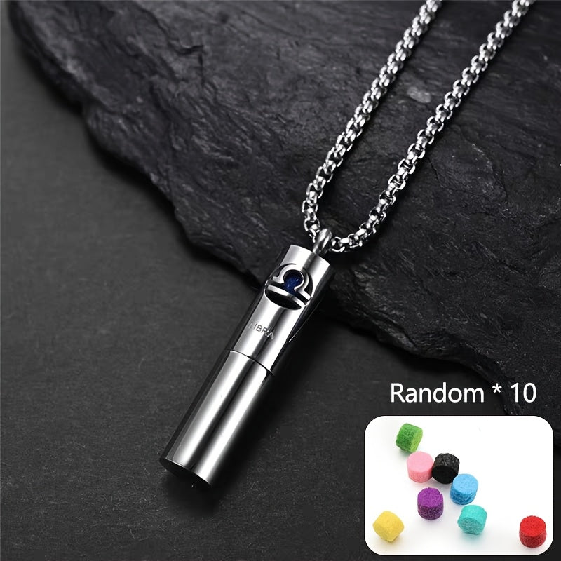 12 Constellation Series Creative Fragrance Necklace - Silver-Tone Perfume Pendant for Emotional Balance & Spiritual Harmony