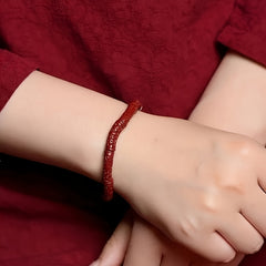 Handcrafted Red Natural Stone Bracelet for Daily Wear - Wealth Attracting & Evil Spirit Warding