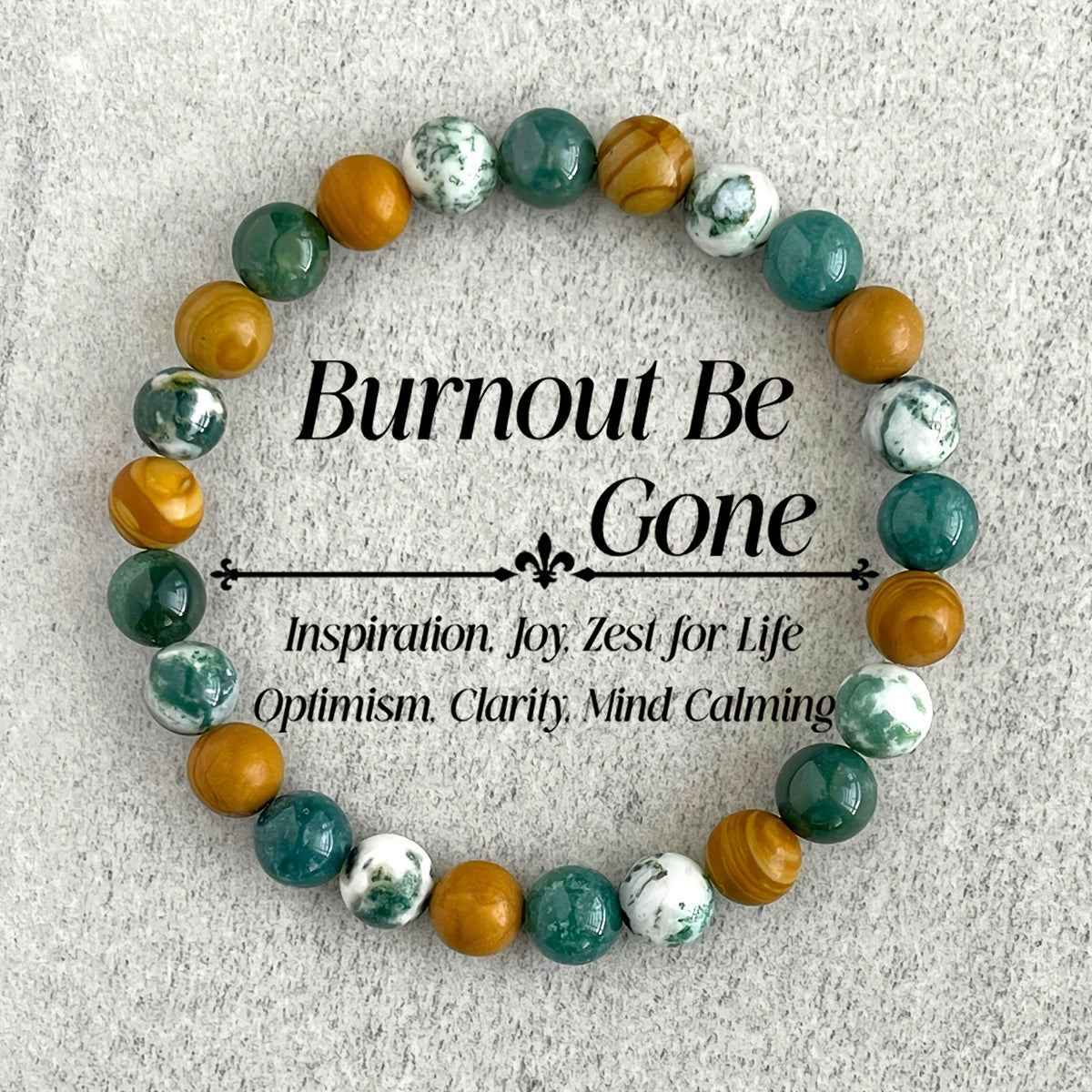 1pc Laziness Vanishing Bracelet - Moss Agate & Wooden Beads for Soul Soothing & Handmade Gift