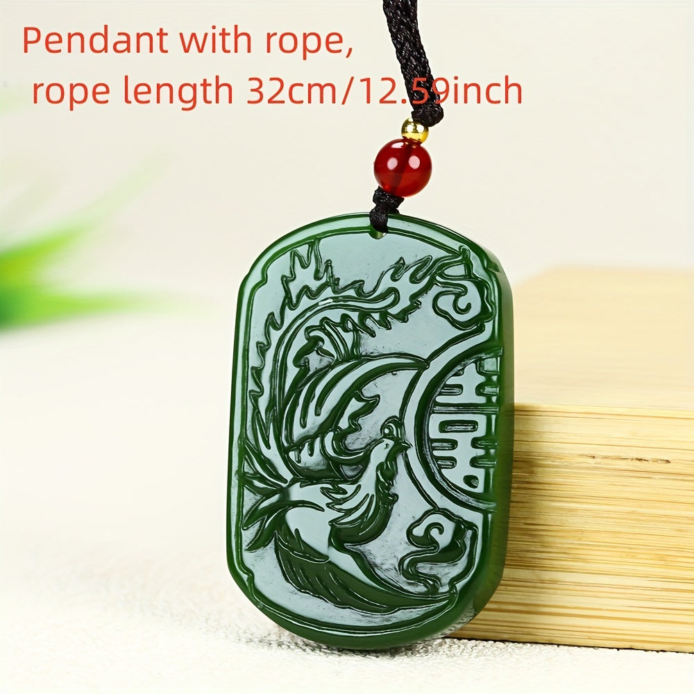 New Pendant 2pcs Natural Stone Dragon & Phoenix - Harmony & Prosperity Energy