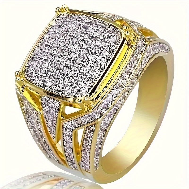 Mens Square Punk Zirconia Ring – Edgy Design with Protective Energy