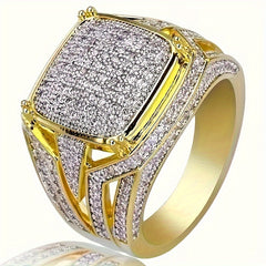 Mens Square Punk Zirconia Ring – Edgy Design with Protective Energy
