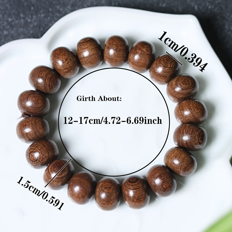 1pc Natural Ambergris Wood Bead Necklace - Spiritual Energy for Mindfulness & Healing