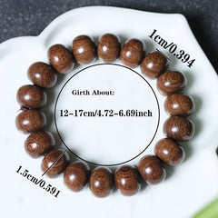 1pc Natural Ambergris Wood Bead Necklace - Spiritual Energy for Mindfulness & Healing
