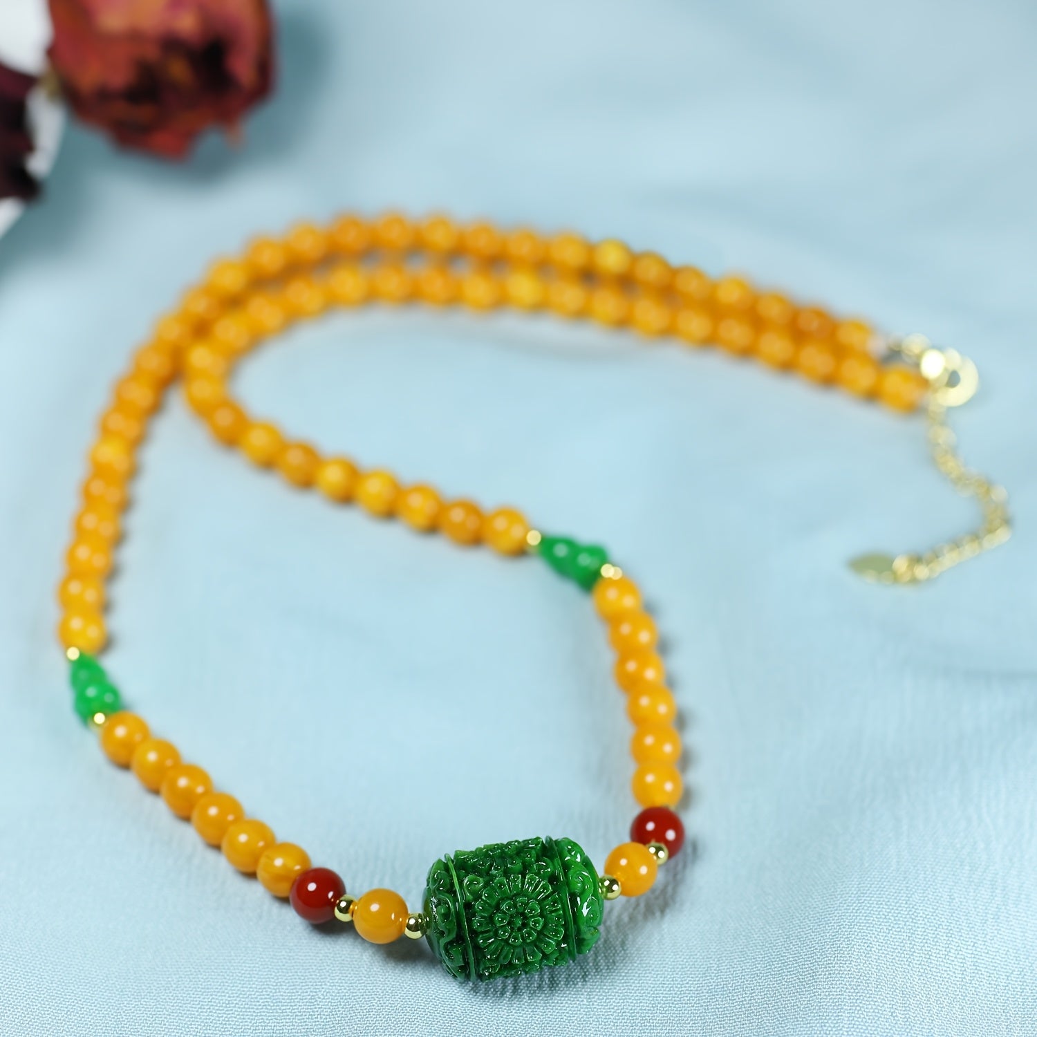 Vintage Wax Necklace - Agate Pendant for Harmony & Protection