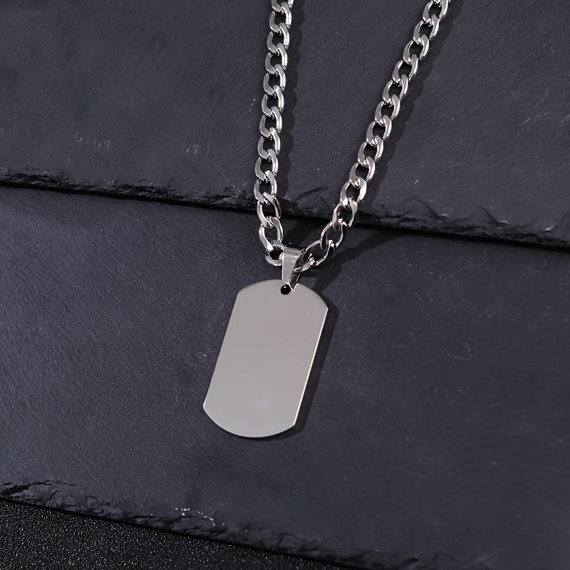 Men's Stainless Steel Military Necklace - Heavy-Duty Chain & Minimalist Pendant for Protection & Strength - Durable Everyday Jewelry for Dad, Husband, Boyfriend