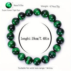 Natural Green Tiger's Eye Bracelet - Bohemian Style for Meditation & Prosperity