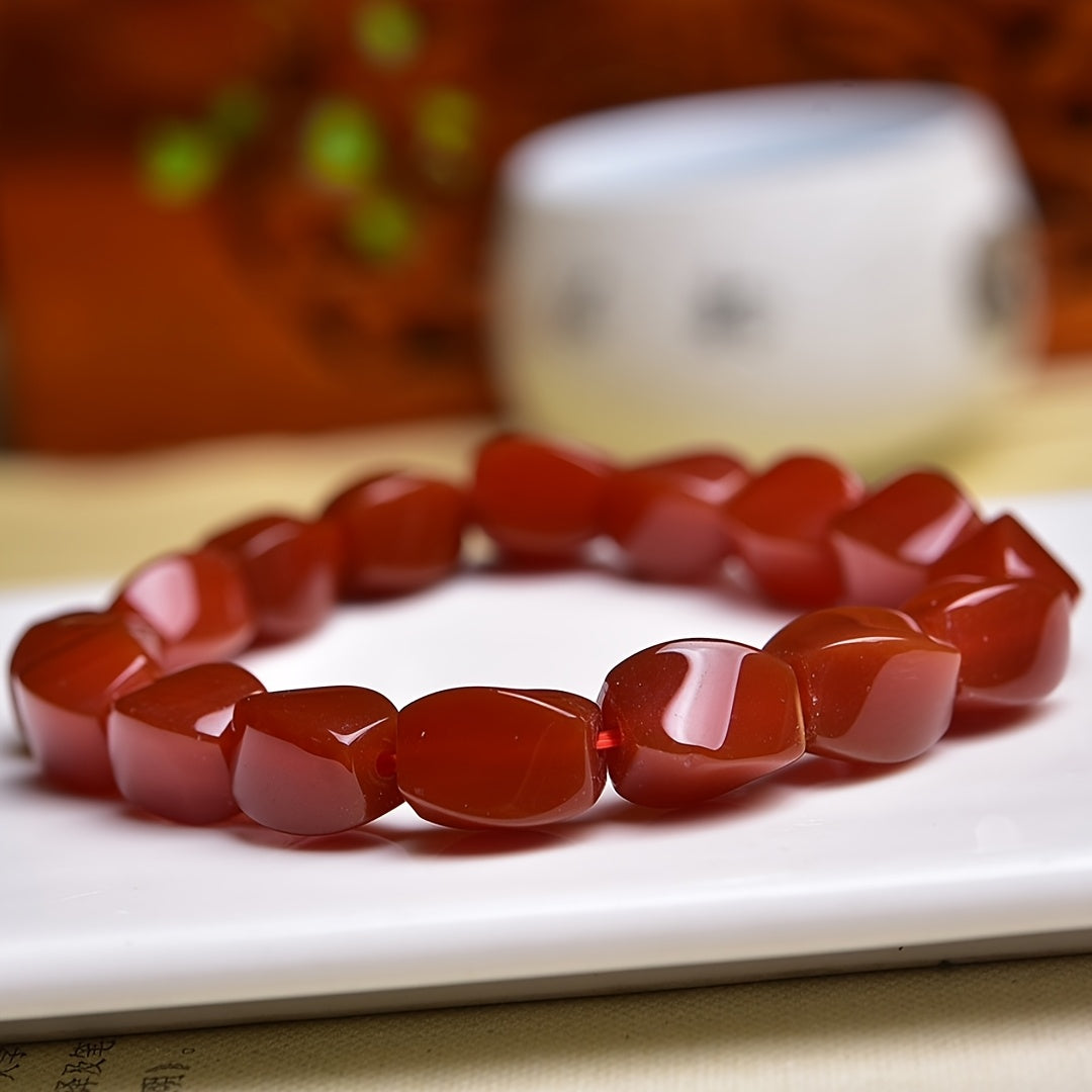 Boho Red Agate Twisted Bracelet – Natural Stone Energy for Daily Wear & Spiritual Balance