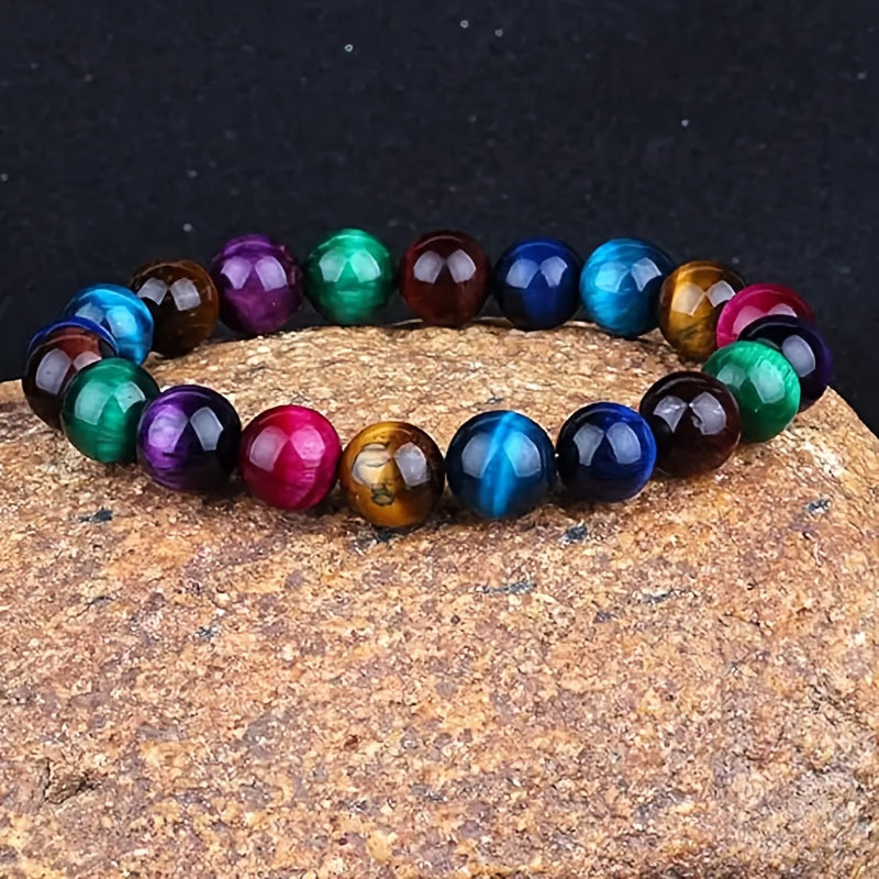 Luxurious Multicolor Tiger Eye Bracelet - Natural Stone Energy for Daily Wear & Gifting