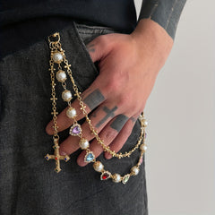 Punk-Style Cross Pendant Jeans Chain — Bold Protection & Confidence Energy Belt Charm