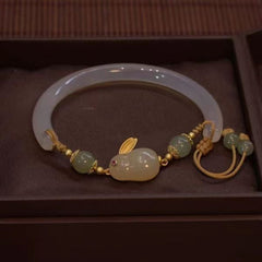 Jade Rabbit Prosperity Bangle — Adjustable Wealth Energy Bracelet for Daily Luck, Calm Protection & Auspicious Blessings (Year of the Snake Gift)