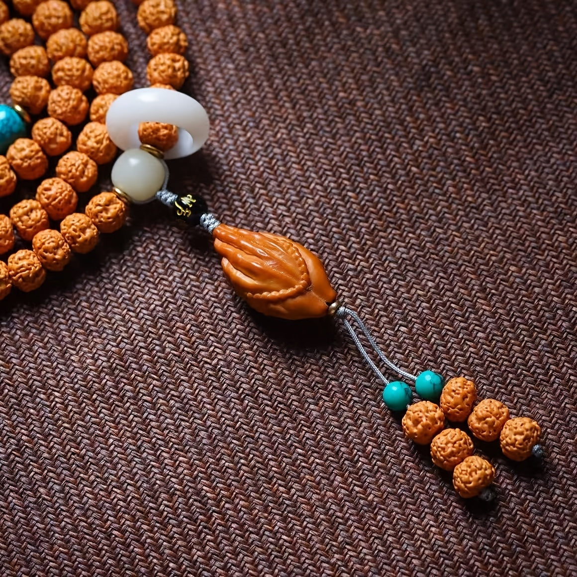 Vintage Natural Agate Bead Bracelet - 11mm Beads with Buddha Hand Pendant for Daily Protection