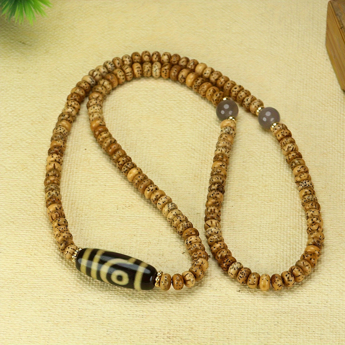 Tibetan Two-Eyed Dzi Bead Bracelet for Protection, Balance & Spiritual Insight