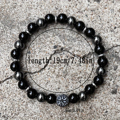 Men's & Women's Fashion Bracelet - Natural Stone Obsidian & Hematite with Tree Pendant for Energy Balance