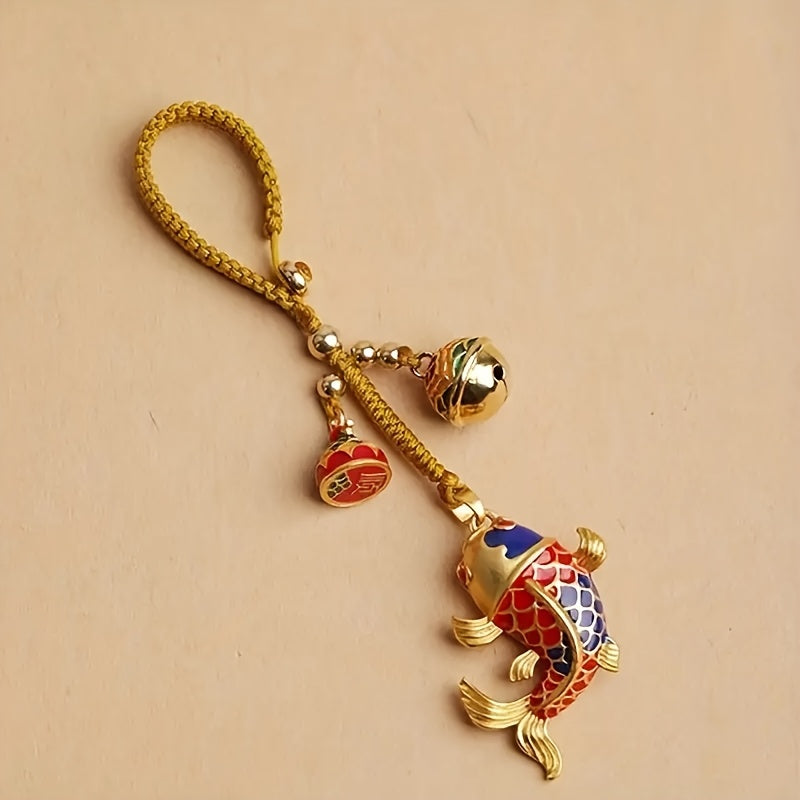 Lucky Koi  - Enamel Alloy Car Keyring with Blessing Pendant for Valentine's Day Gift