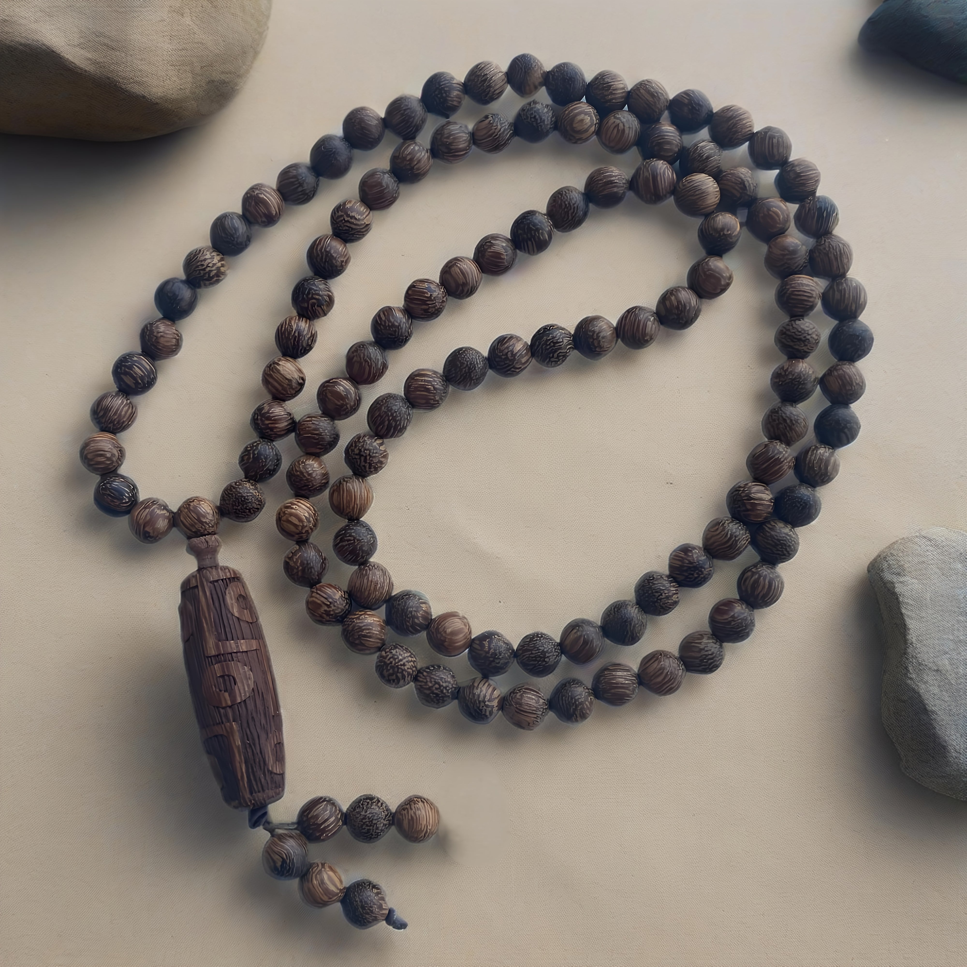 Bohemian 108-Bead Prayer Beads - Natural Vietnamese Incense Wood for Meditation & Harmony