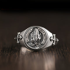 Men's Prayer Hands Ring  - Spiritual Protection & Energy Harmony, Adjustable Open Band, Hypoallergenic