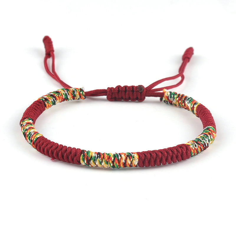 Multicolor Knitted Lucky Ethnic Style Colored Linked Woven String Thread Bracelet - Vibrant Energy & Harmonious Design for Daily Wear