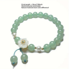 Elegant Green Natural Stone Bracelet - Floral Charm for Harmony & Growth