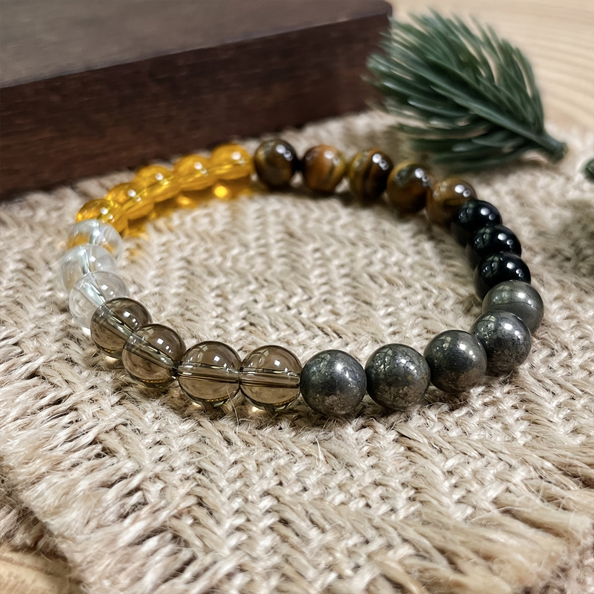 Handcrafted Smoky Quartz & Tiger Eye Bracelet - Bohemian Energy Jewelry
