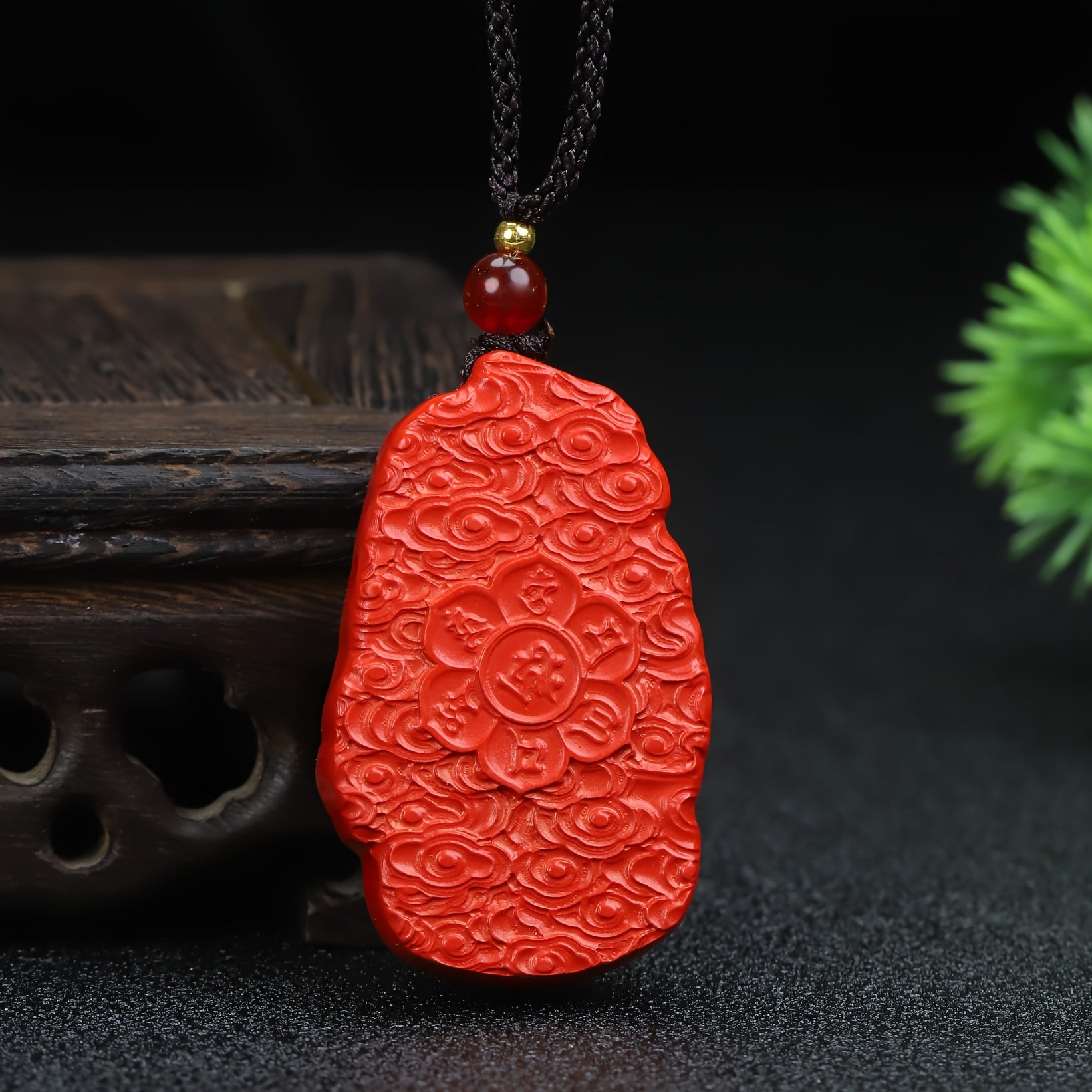 Authentic Cinnabar Dragon Amulet for Men - Prosperity, Protection, and Traditional Style