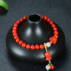 Men's Vintage Cinnabar Pixiu Bracelet for Luck, Protection, and Grounding Energy