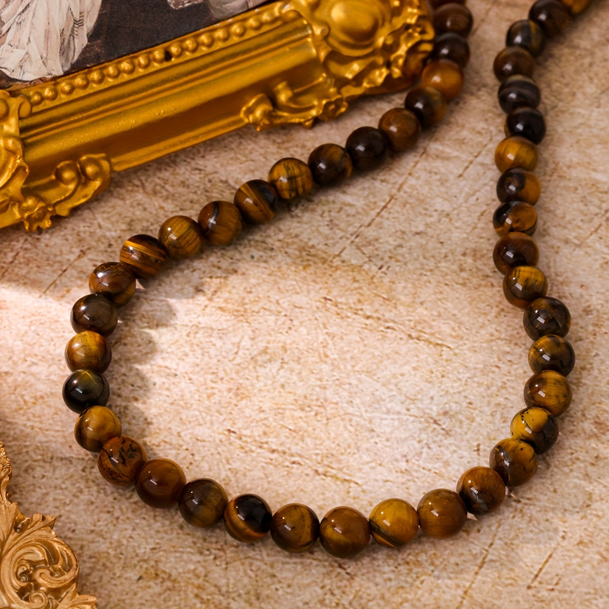 Handmade Tiger Eye Necklace Brown Golden Energy Balance Gift