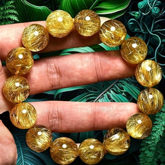12mm Natural Golden Citrine Beaded Bracelet - Spring/Summer Outdoor Energy for Couples & Casual Wear