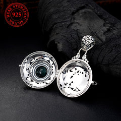 Elegant Vintage-Inspired 925 Sterling Silver Pendant with Green Zirconia - Protection, Abundance & Spiritual Harmony
