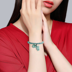 1pc Green Natural Stone Bracelet - New Year Gift for Harmony & Prosperity