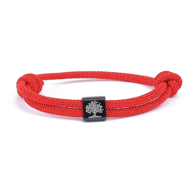 Anchored Faith Braided Rope Bracelet  Symbolic Tree of Life & Nautical Charm Nautical Bracelet for Women Men Braided Adjustable Bracelet String Bracelet with Metal Knot, Easter Women Bracelets