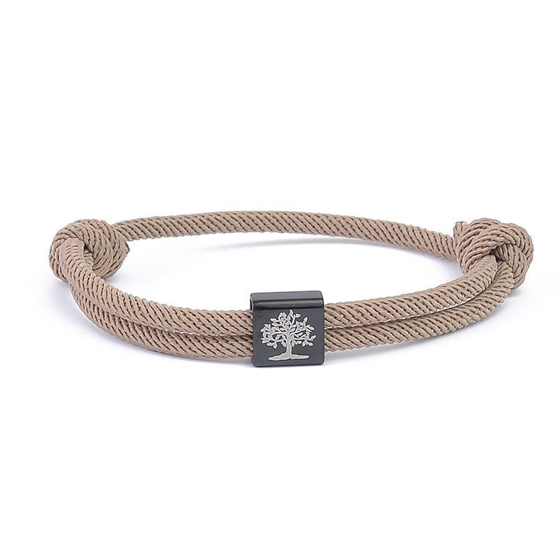 Anchored Faith Braided Rope Bracelet  Symbolic Tree of Life & Nautical Charm Nautical Bracelet for Women Men Braided Adjustable Bracelet String Bracelet with Metal Knot, Easter Women Bracelets
