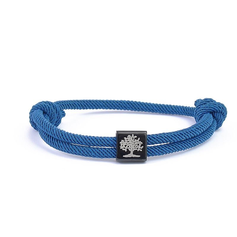 Anchored Faith Braided Rope Bracelet  Symbolic Tree of Life & Nautical Charm Nautical Bracelet for Women Men Braided Adjustable Bracelet String Bracelet with Metal Knot, Easter Women Bracelets