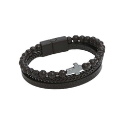 Mountain Spirit Men's Beaded Bracelet   Handcrafted Stone & Steel Strength woven Bracelet Easter Birthday Christmas Bracelet